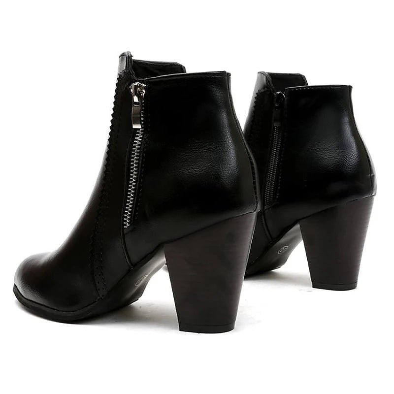 Women's Chunky Wood Heel Ankle Boots