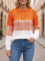 Women's Ombre Cable Knit Crewneck Pullover