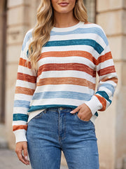 Women's Rugby Stripe Long Sleeve Knit Top