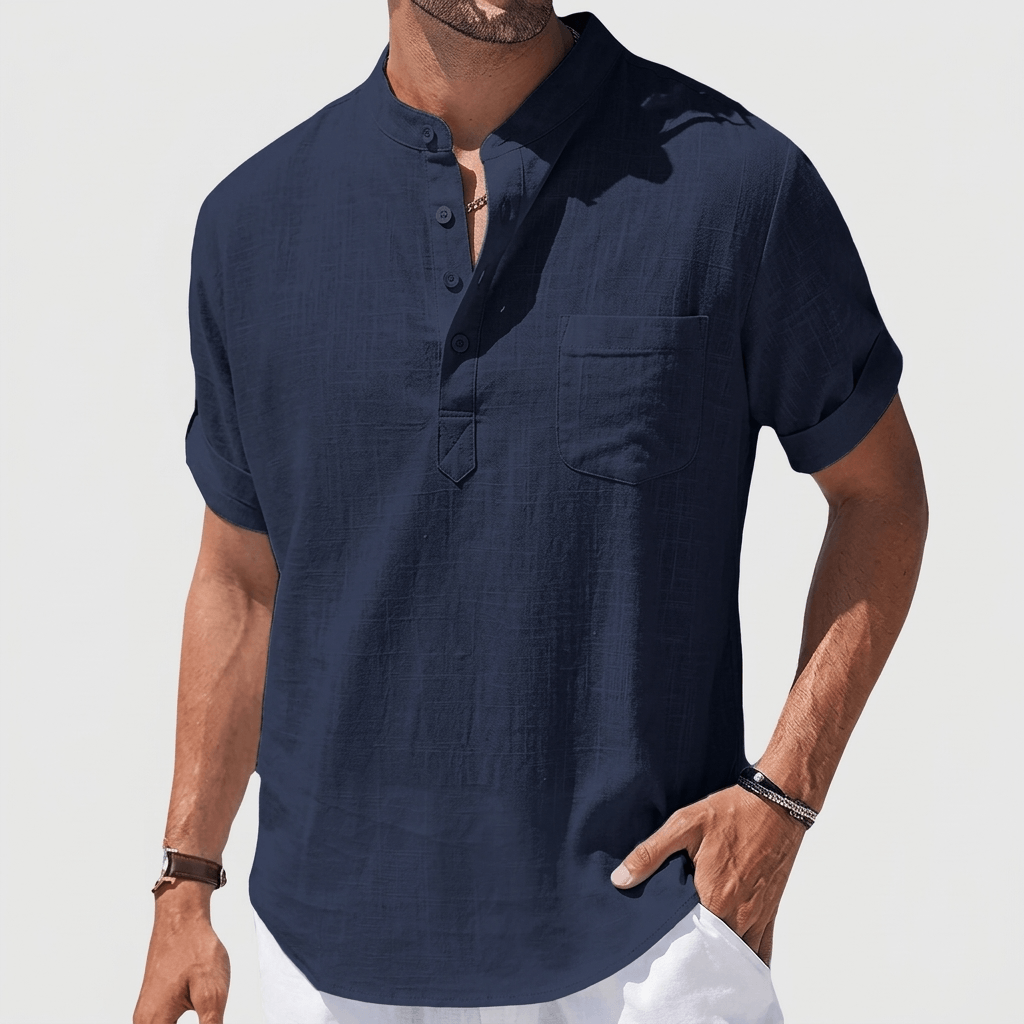 Bluzeo | Classic Henley shirt with chest pocket
