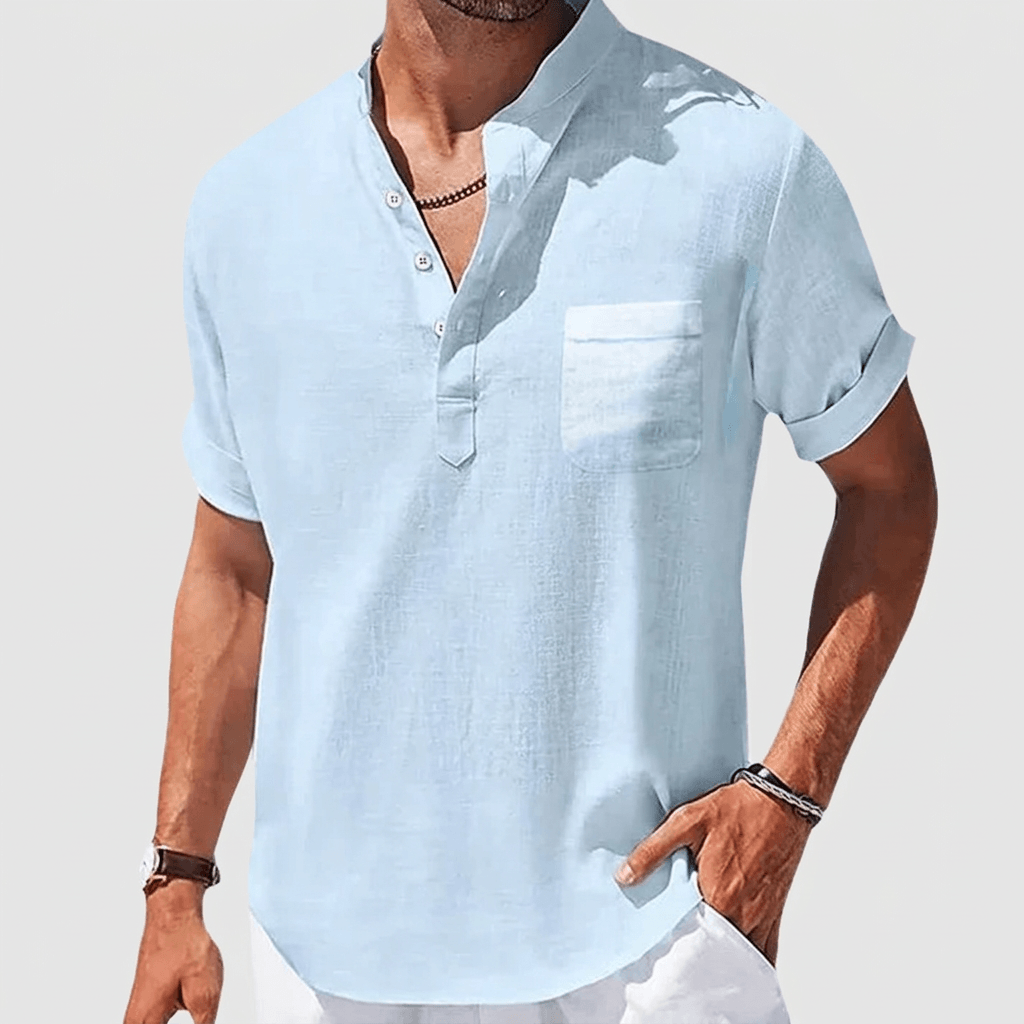 Bluzeo | Classic Henley shirt with chest pocket
