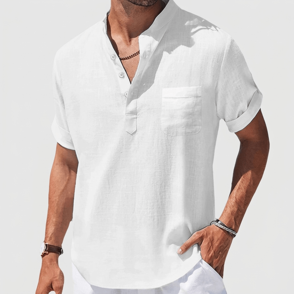 Bluzeo | Classic Henley shirt with chest pocket