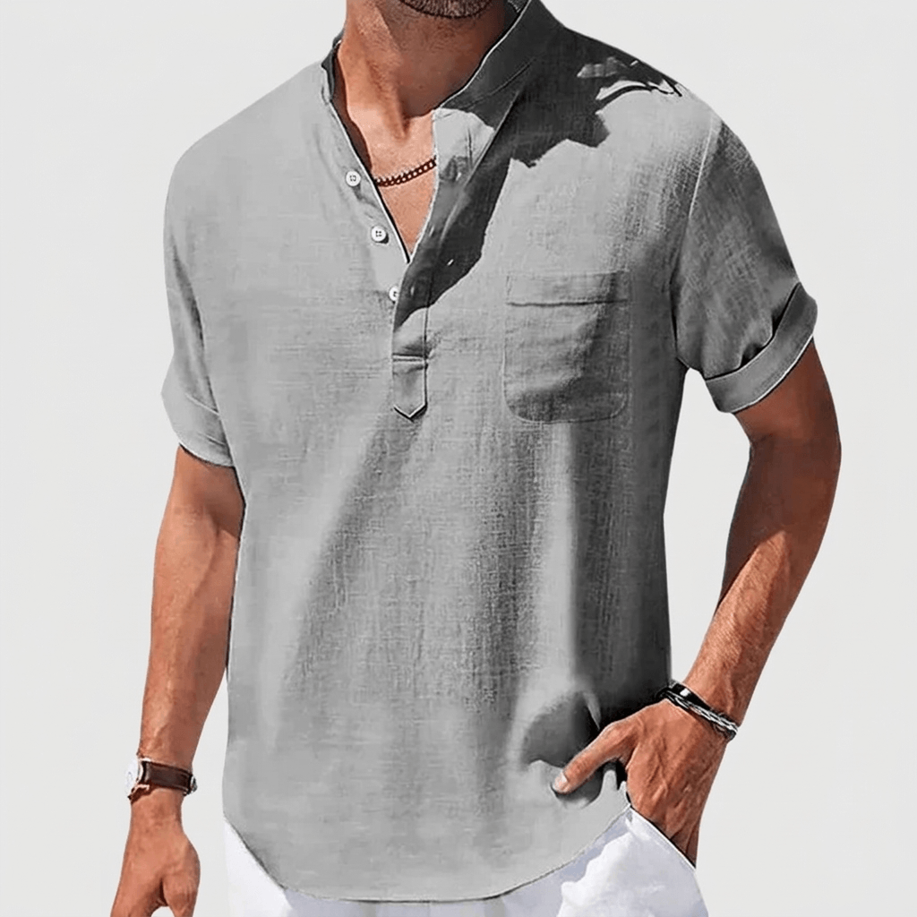 Bluzeo | Classic Henley shirt with chest pocket