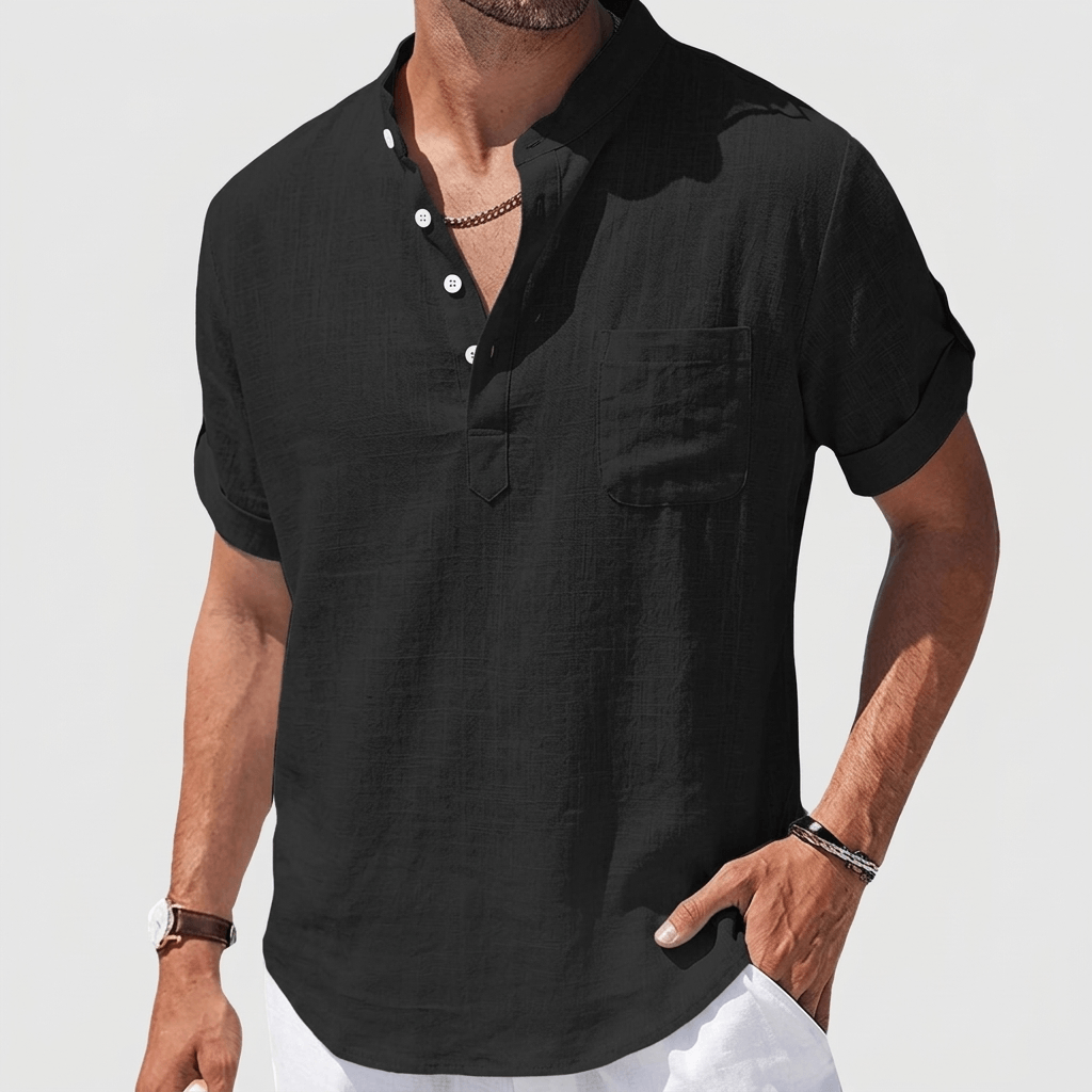 Bluzeo | Classic Henley shirt with chest pocket