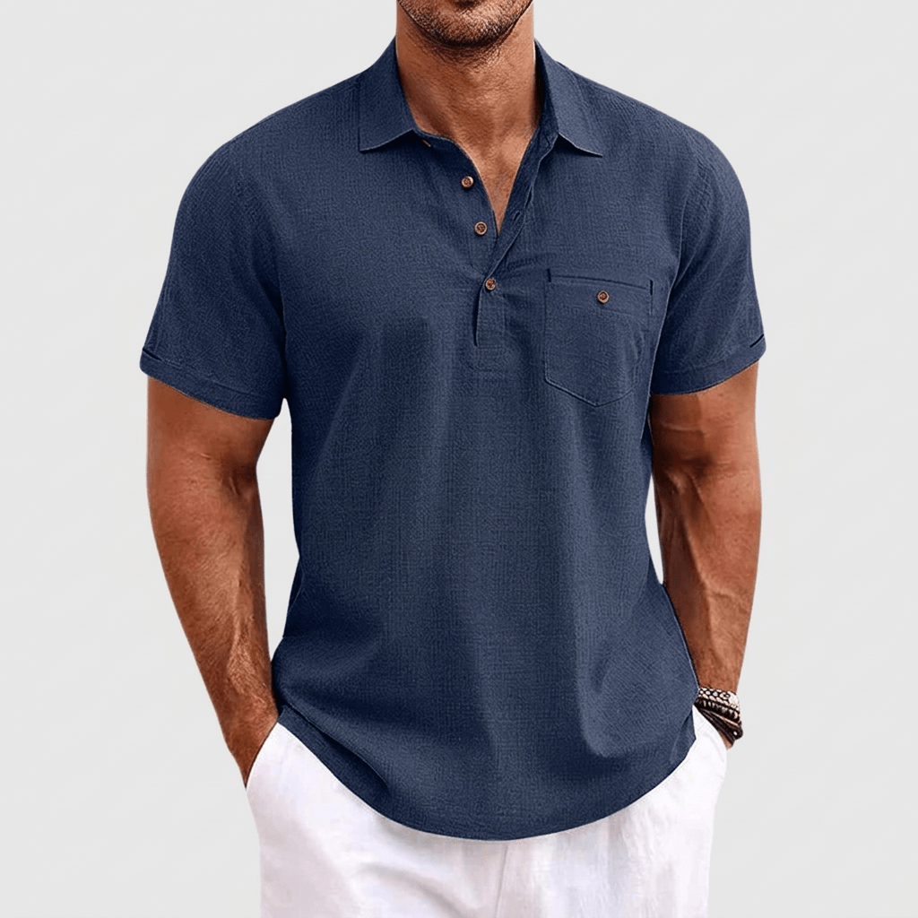 Bluzeo | Lightweight linen polo shirt
