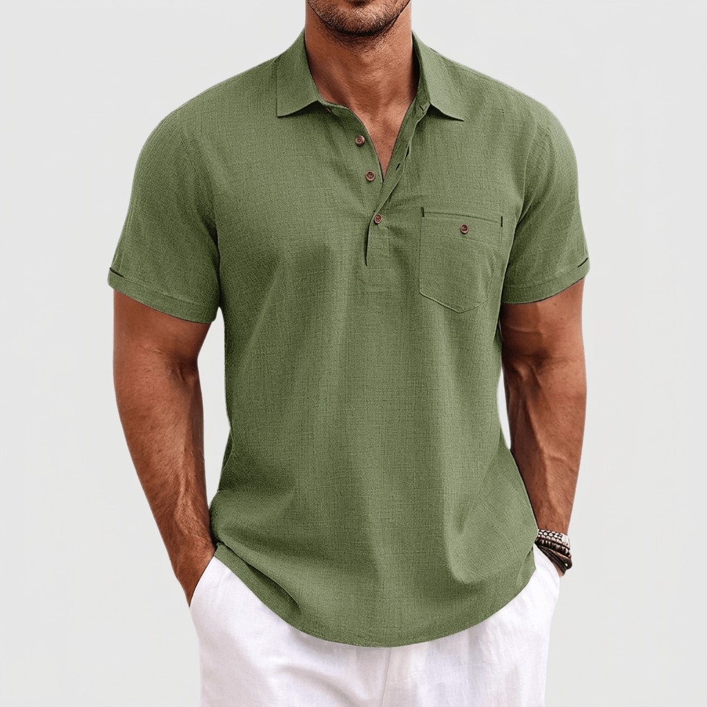Bluzeo | Lightweight linen polo shirt