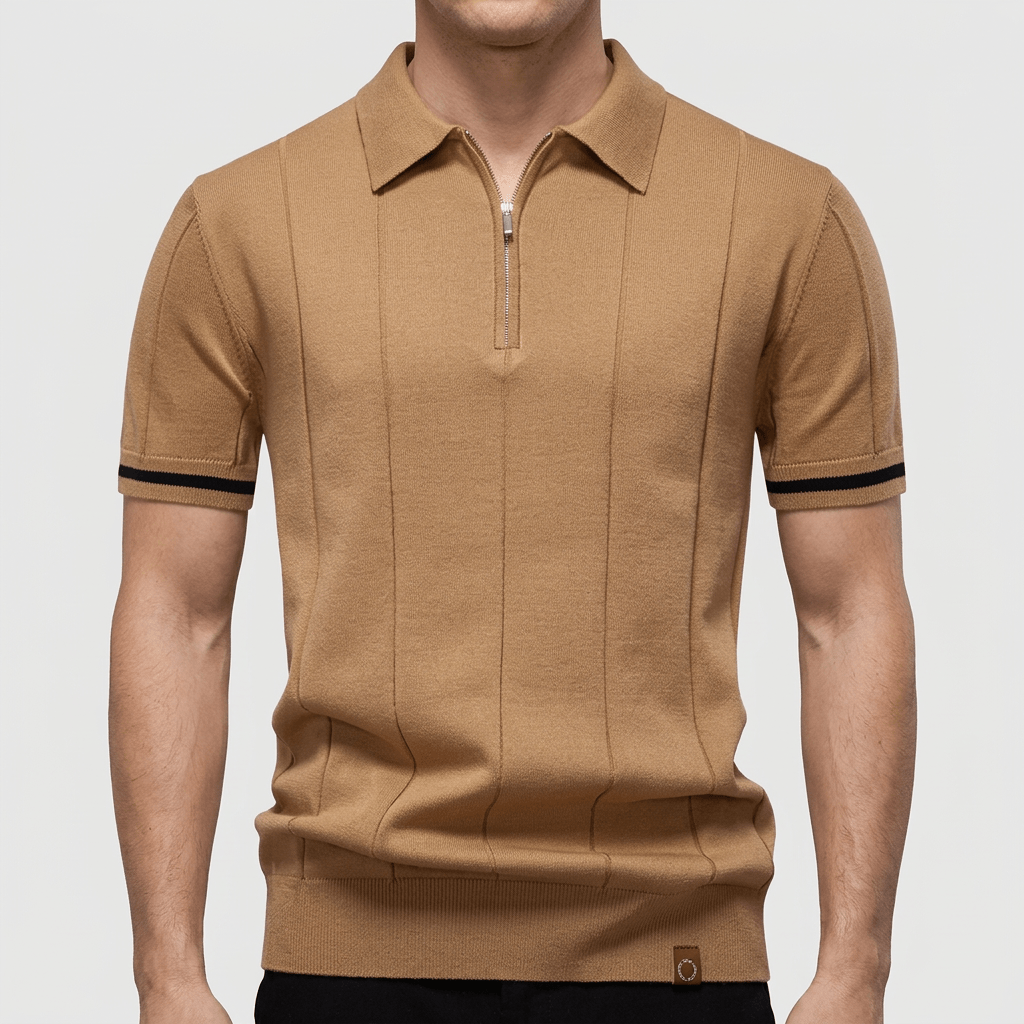 Bluzeo | Breathable polo shirt with zip collar