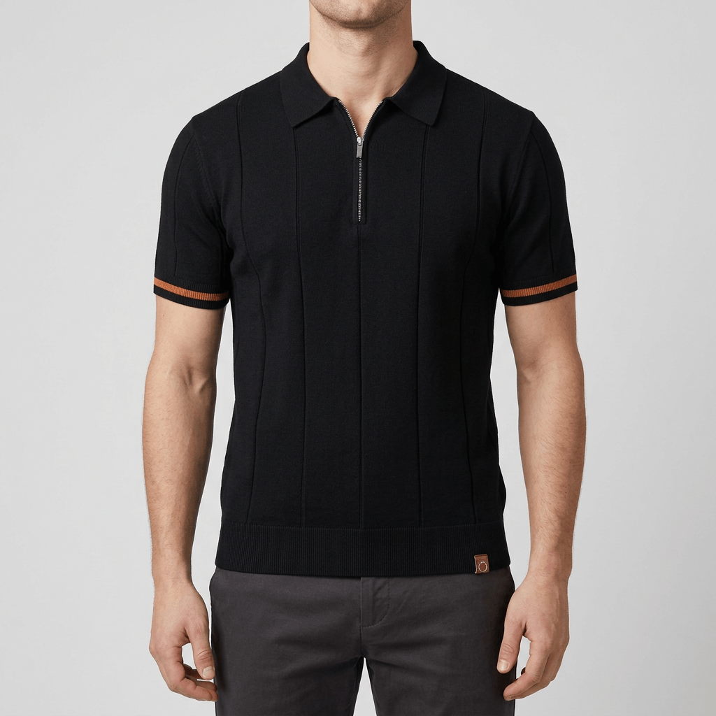 Bluzeo | Breathable polo shirt with zip collar