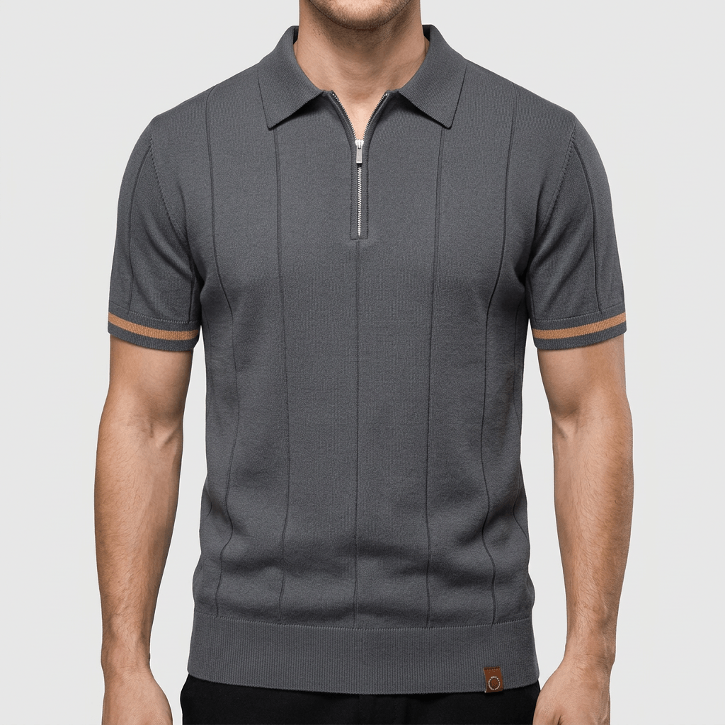 Bluzeo | Breathable polo shirt with zip collar