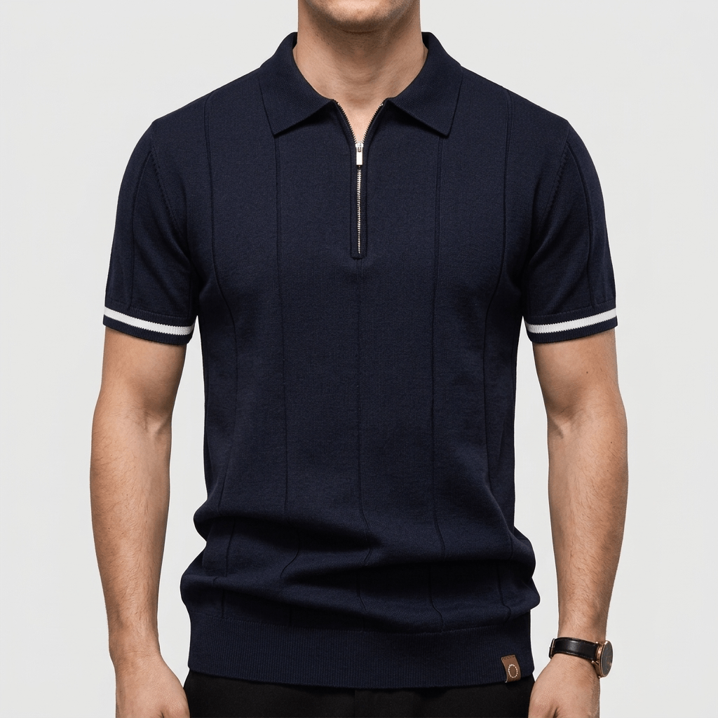 Bluzeo | Breathable polo shirt with zip collar