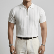 Bluzeo | Sculpted rib polo shirt with quarter-zip closure