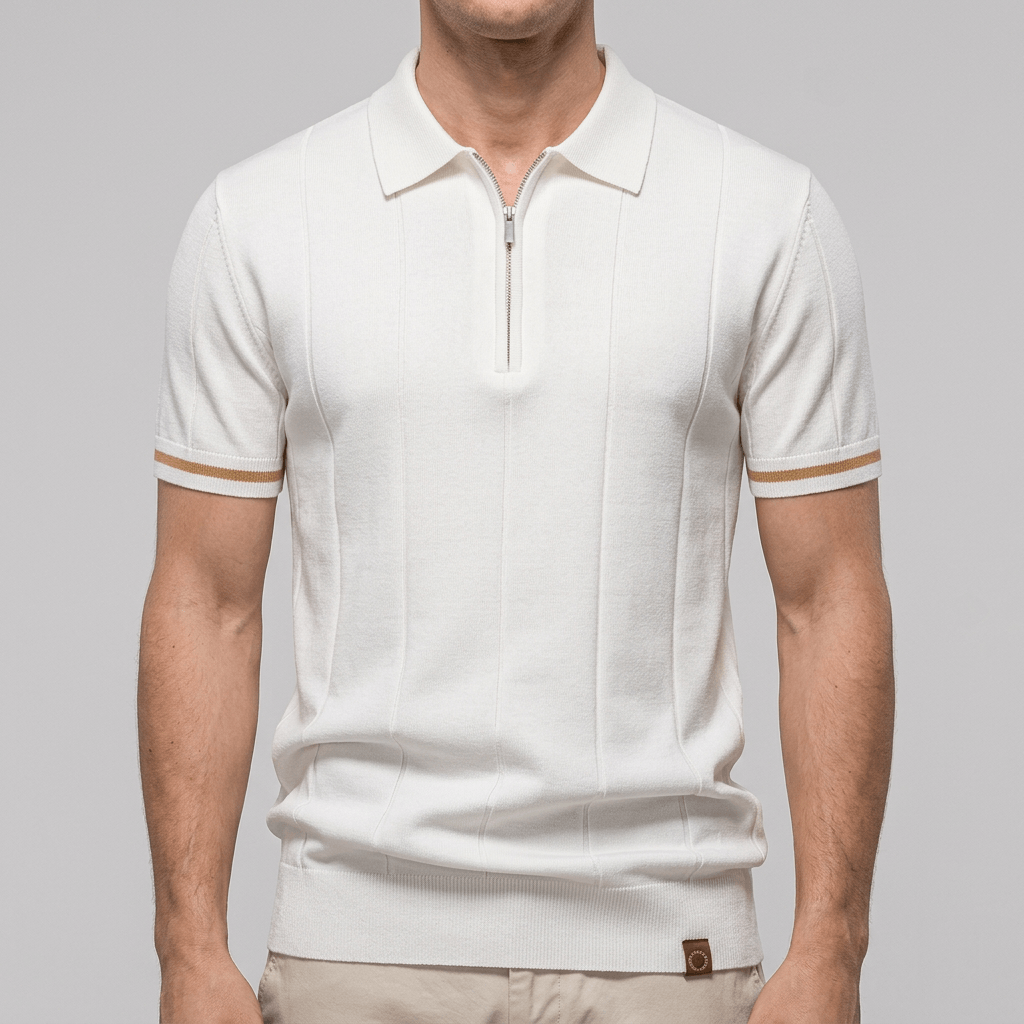 Bluzeo | Breathable polo shirt with zip collar