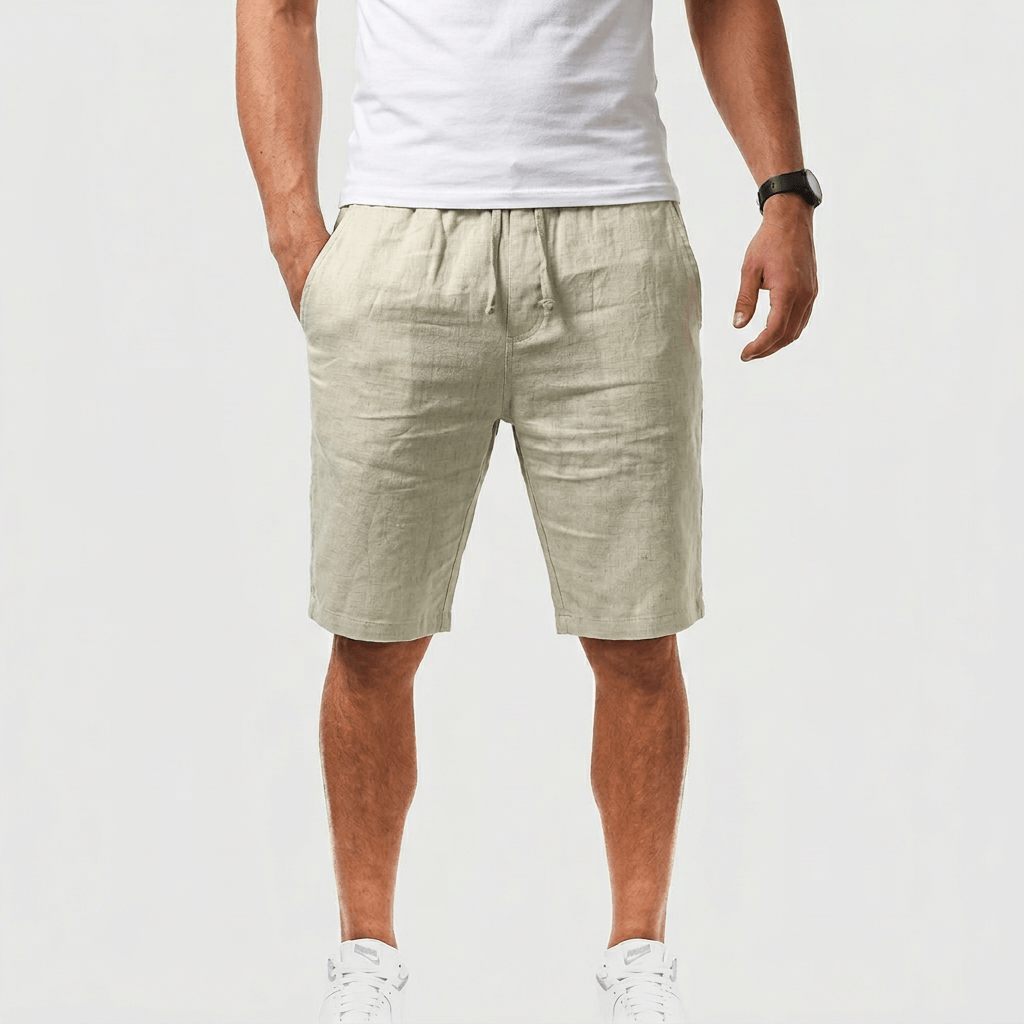 Bluzeo | Slim fit linen blend shorts