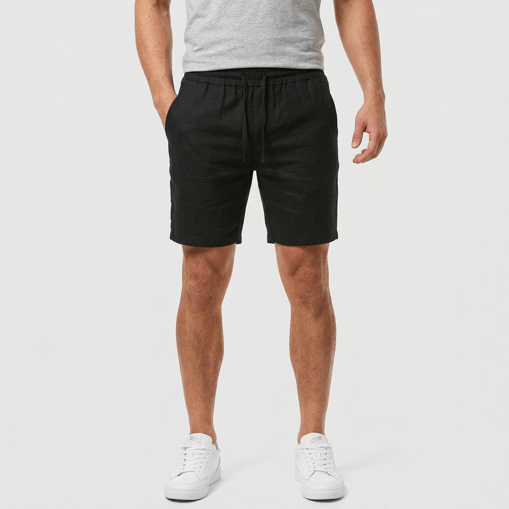Bluzeo | Slim fit linen blend shorts