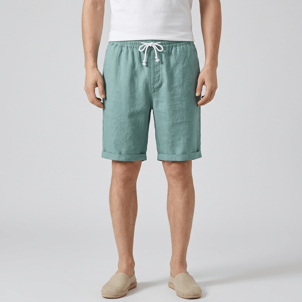 Bluzeo | Flax linen shorts with drawstring and pockets