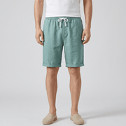 Bluzeo | Flax linen shorts with drawstring and pockets