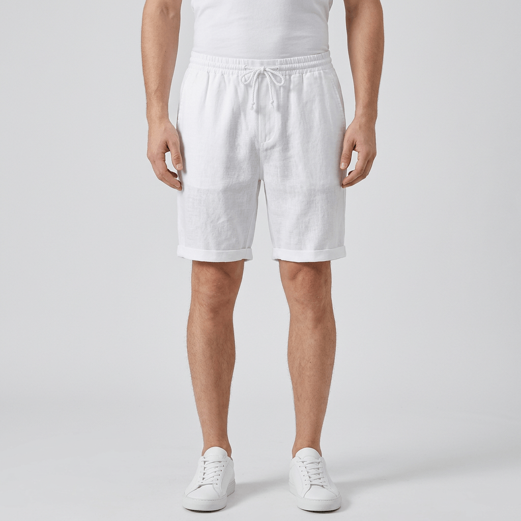 Bluzeo | Flax linen shorts with drawstring and pockets