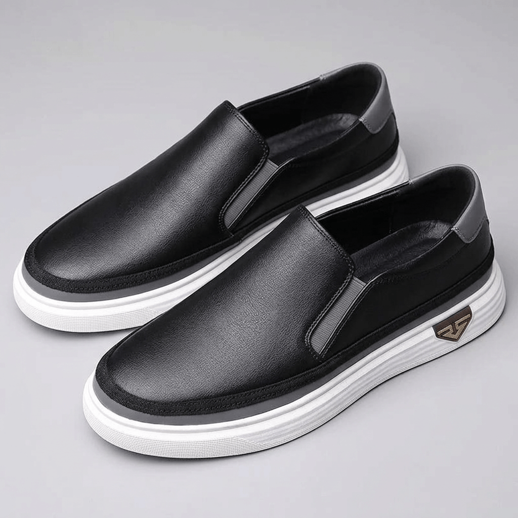 Bluzeo | Smooth leather slip-on shoes