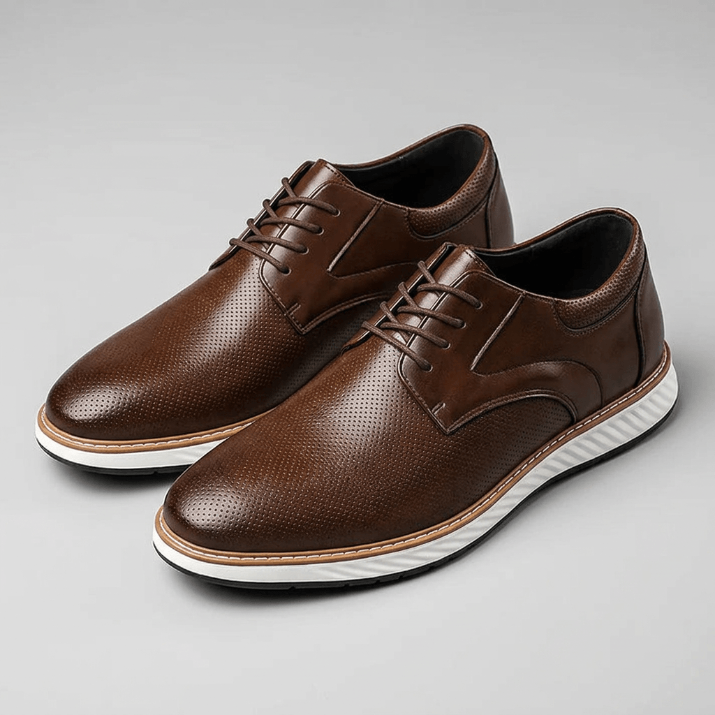 Bluzeo | Perforated lace-up shoes with contrast sole