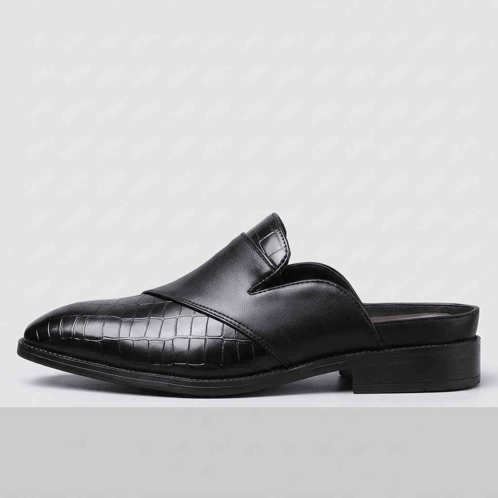 Bluzeo | Textured PU leather mule shoes
