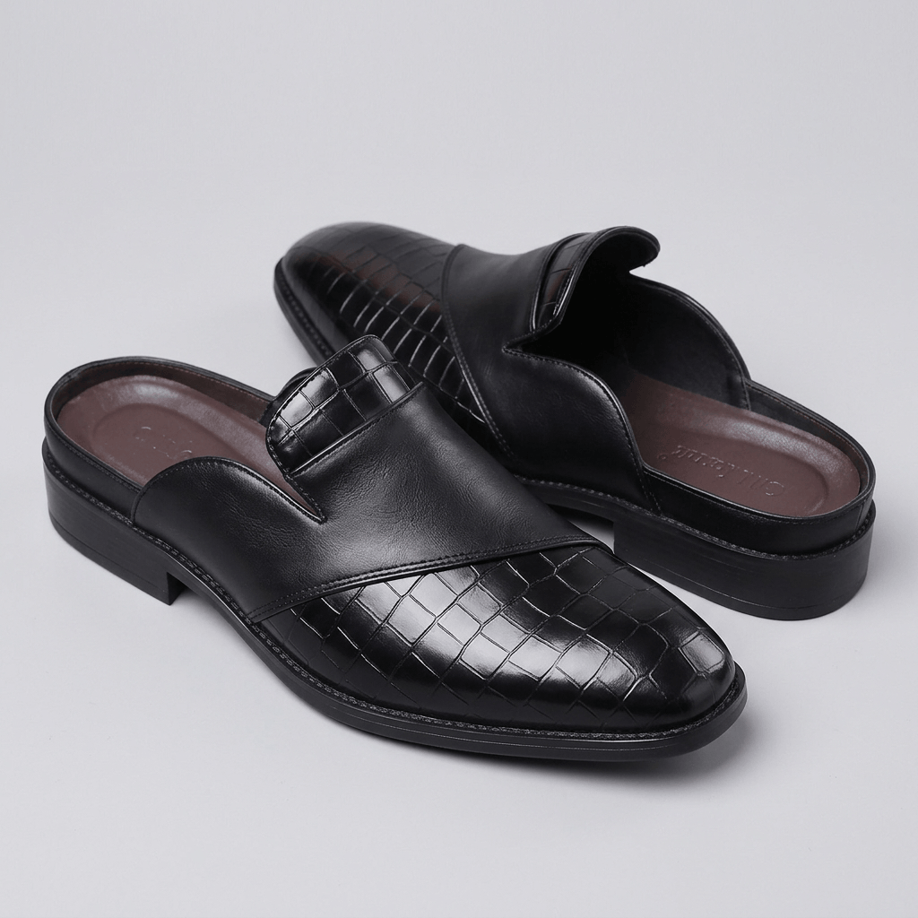 Bluzeo | Textured PU leather mule shoes
