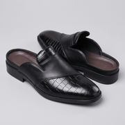 Bluzeo | Textured PU leather mule shoes