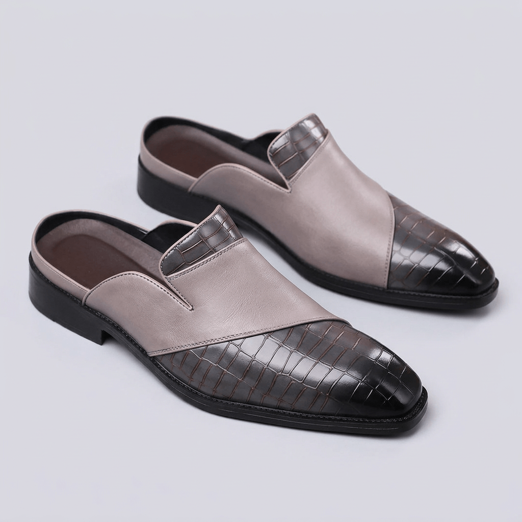 Bluzeo | Textured PU leather mule shoes