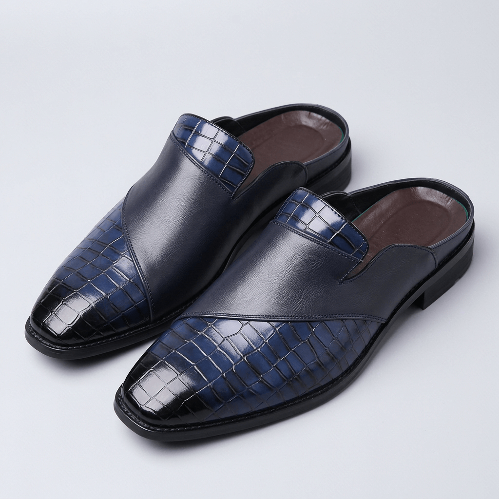 Bluzeo | Textured PU leather mule shoes