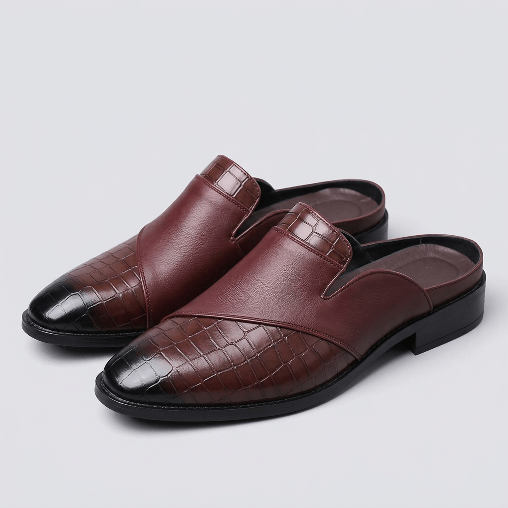 Bluzeo | Textured PU leather mule shoes