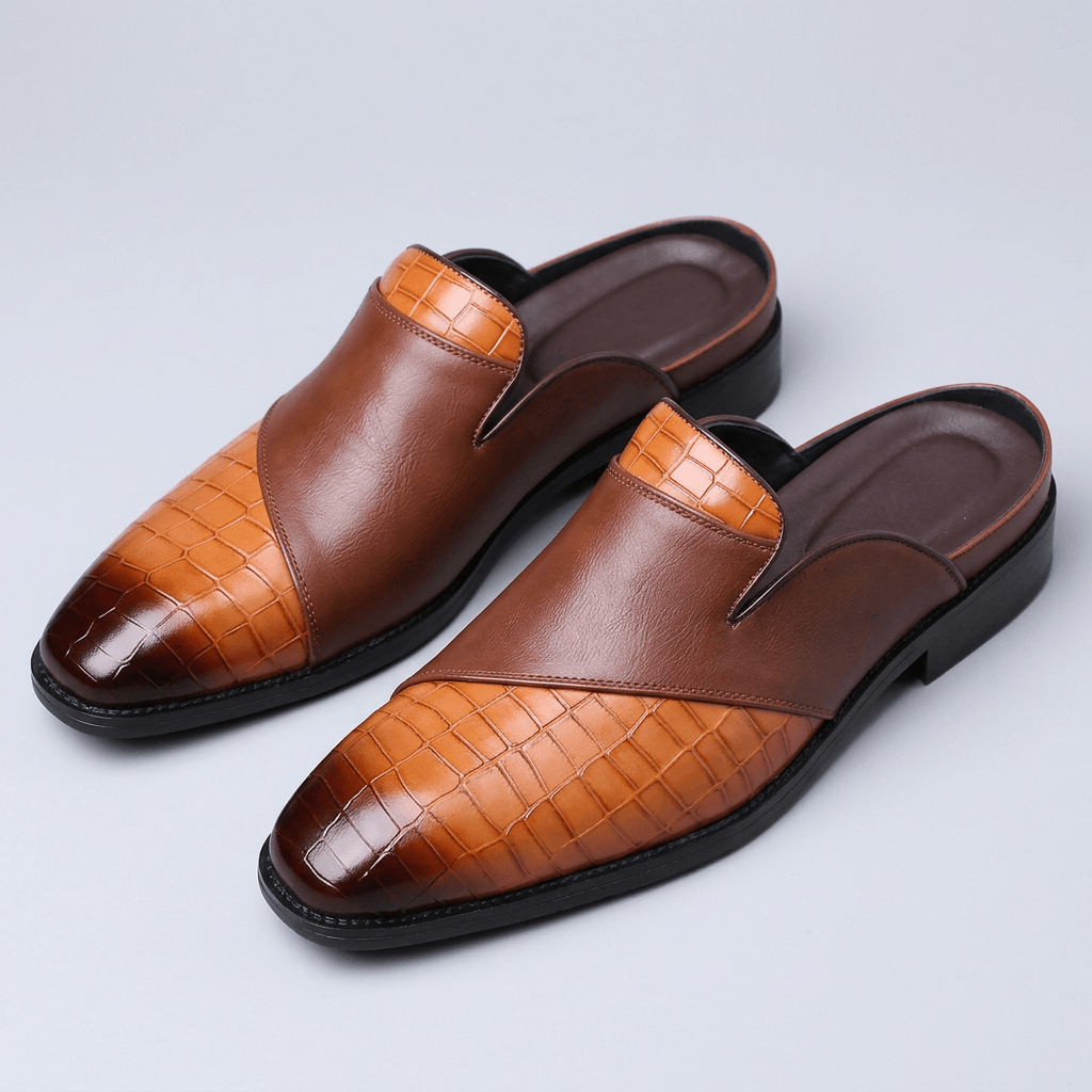 Bluzeo | Textured PU leather mule shoes