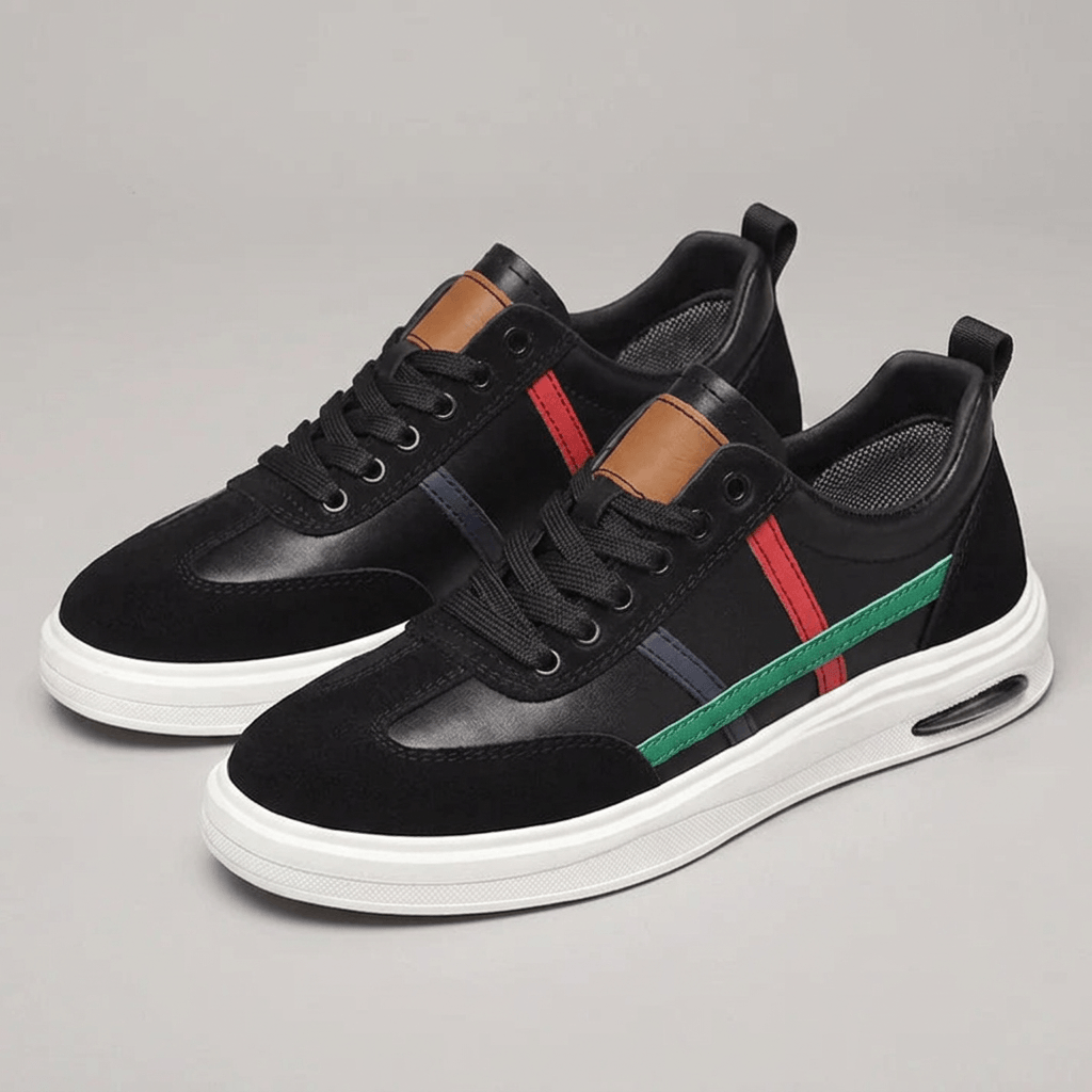 Bluzeo | Suede and leather low-top sneakers