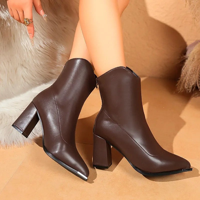 Women's Metallic Cap Toe Dress Ankle Boots