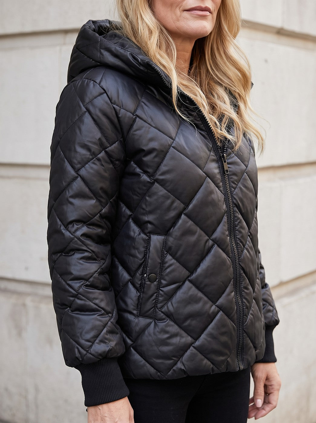 Women's Diamond Quilted Hooded Puffer Coat