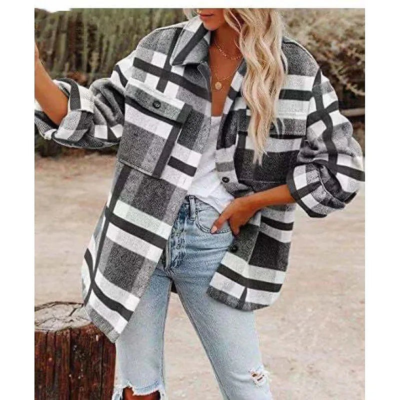 Women's Plaid Flannel Shacket Button Down