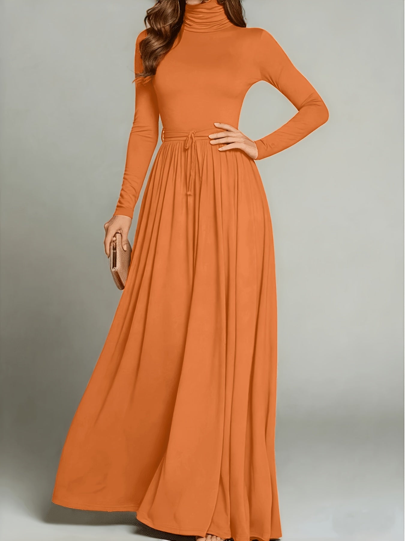 Women's Vintage Neckline Evening Dress in Orange