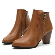Women's Chunky Wood Heel Ankle Boots