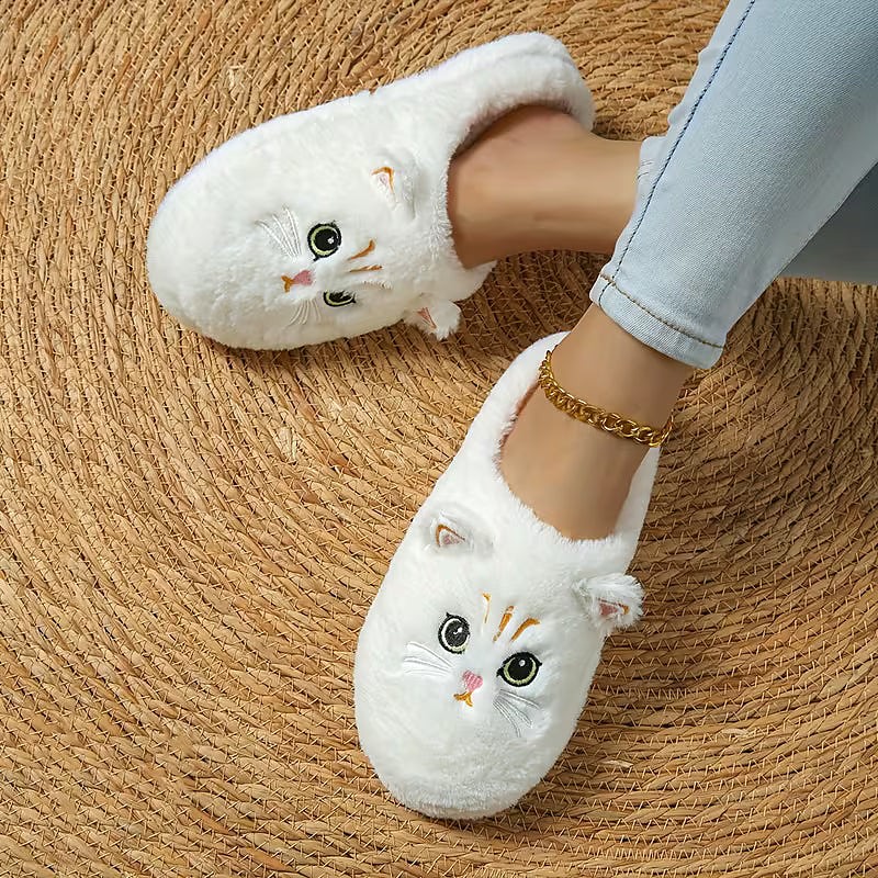 Women's Cat Ear Plush Winter House Slippers