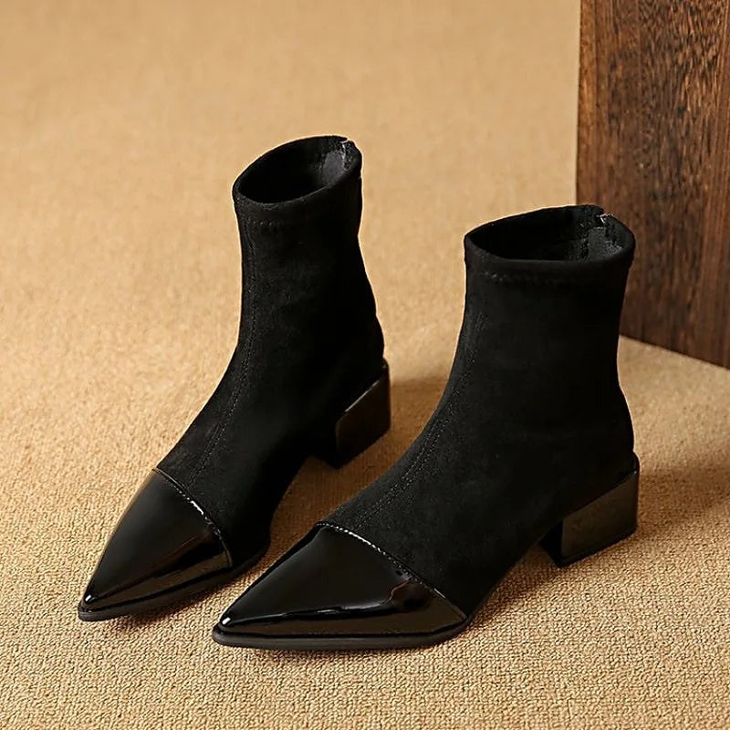 Women's Pointed Cap Toe Heeled Booties