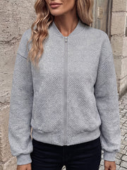 Women's Textured Sweater Knit Bomber Jacket