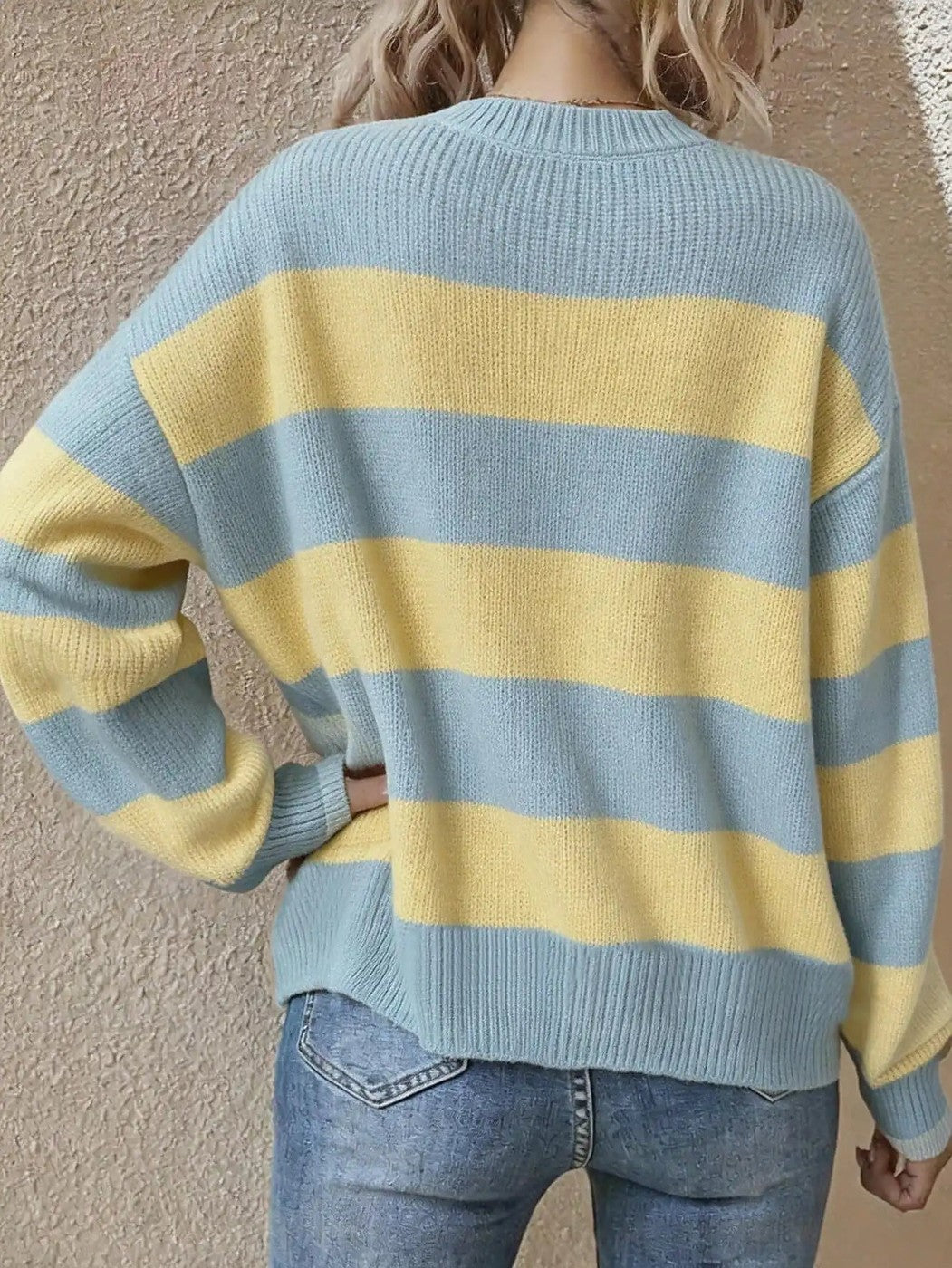 Women's Wide Stripe Drop Shoulder Sweater