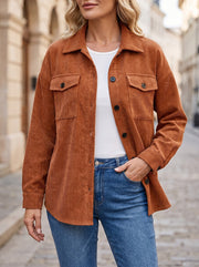 Women's Corduroy Shirt Jacket with Chest Pockets
