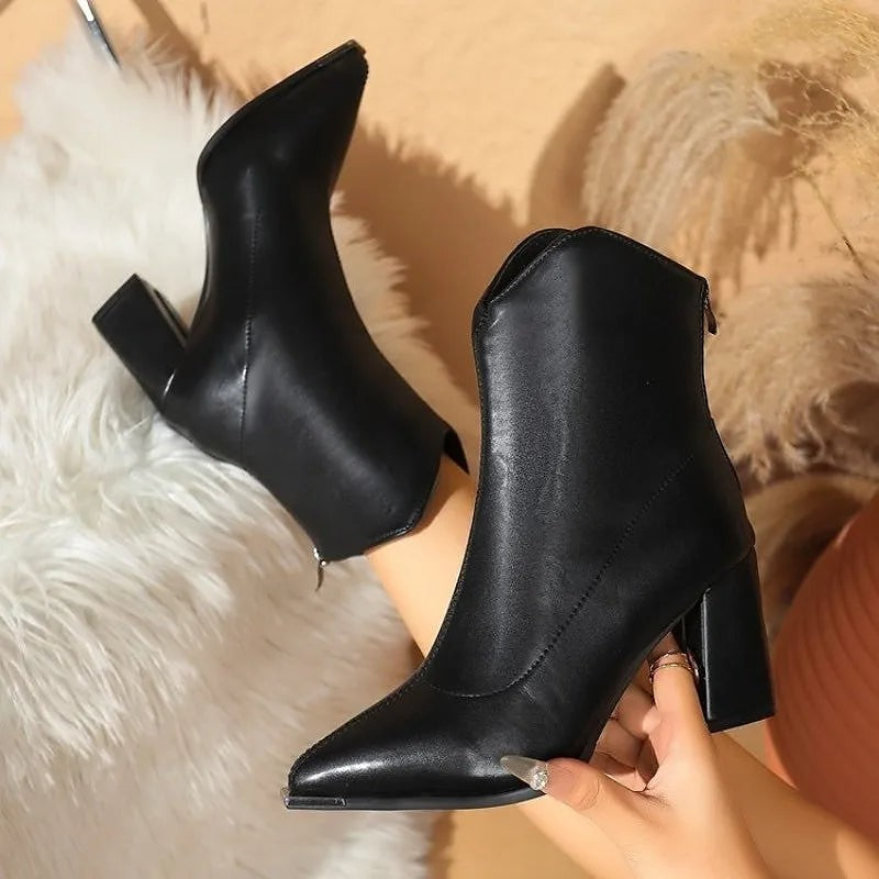 Women's Metallic Cap Toe Dress Ankle Boots