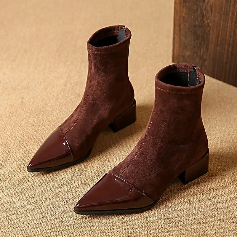 Women's Pointed Cap Toe Heeled Booties