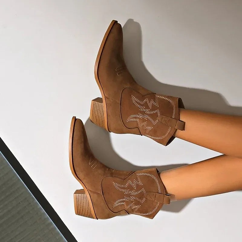 Women's Faux Suede Western Ankle Booties