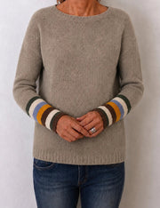 Women's Contrast Stripe Cuff Crewneck Sweater