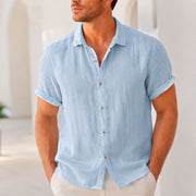 Men's 100% Linen Button-Down Shirt