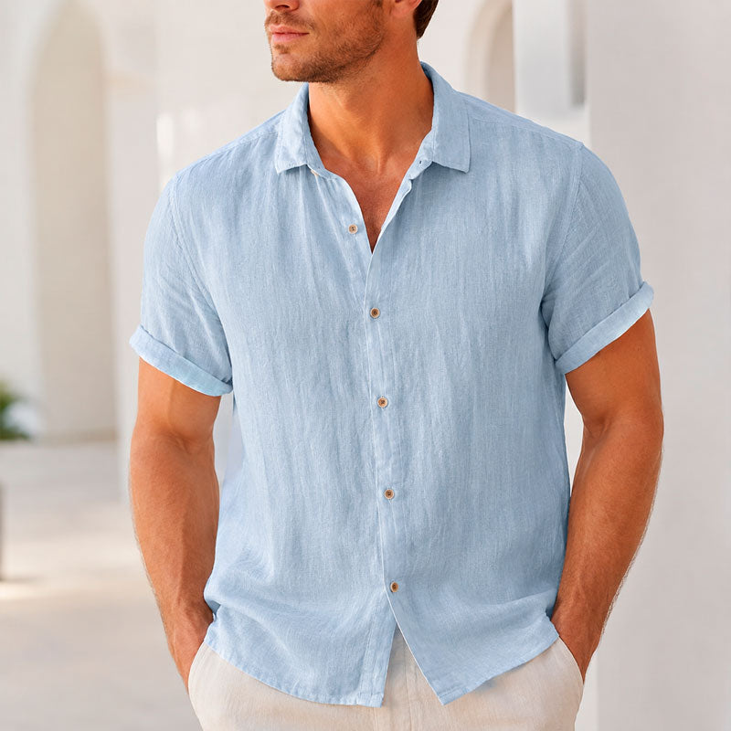 Men's 100% Linen Button-Down Shirt