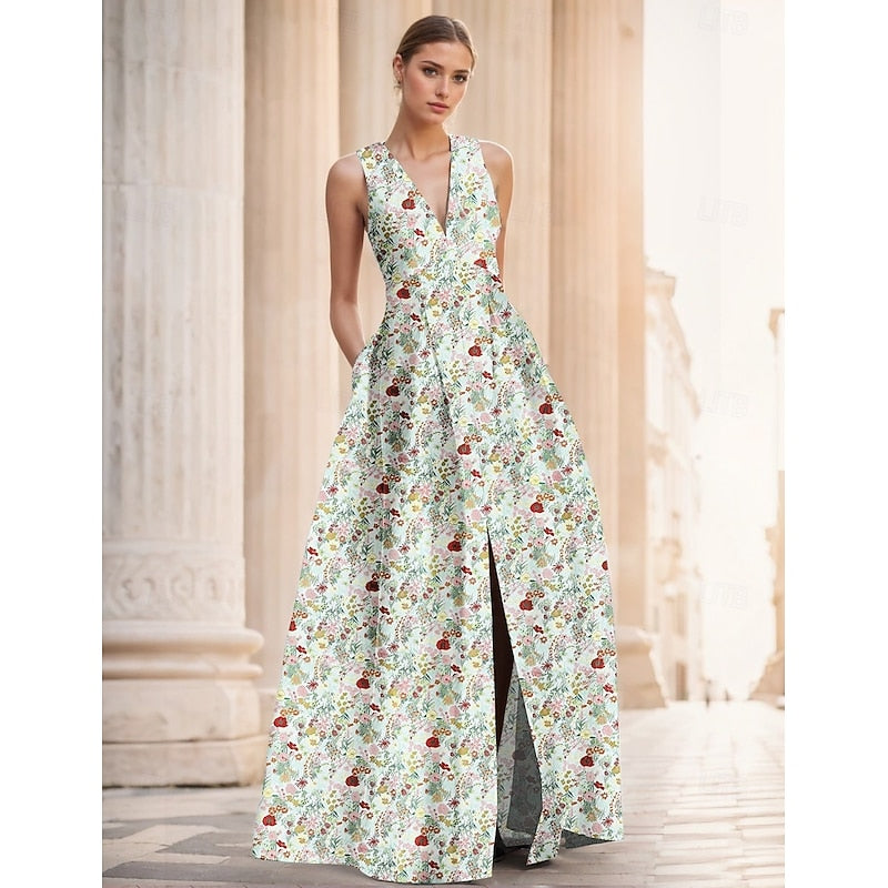 Women's Vintage Neckline Evening Dress in Jacquard