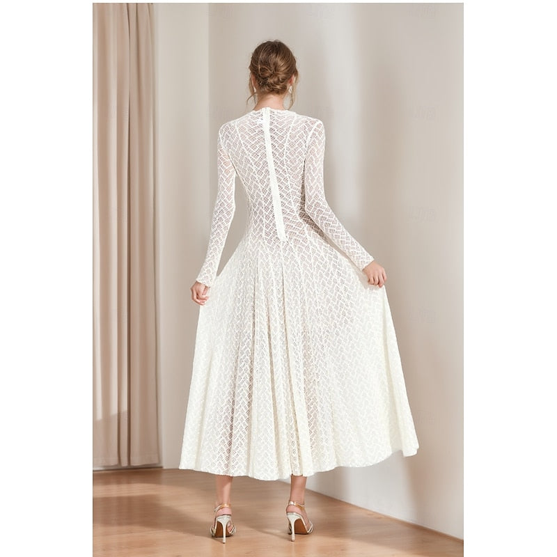 Women's Vintage Neckline Evening Dress with Embroidery