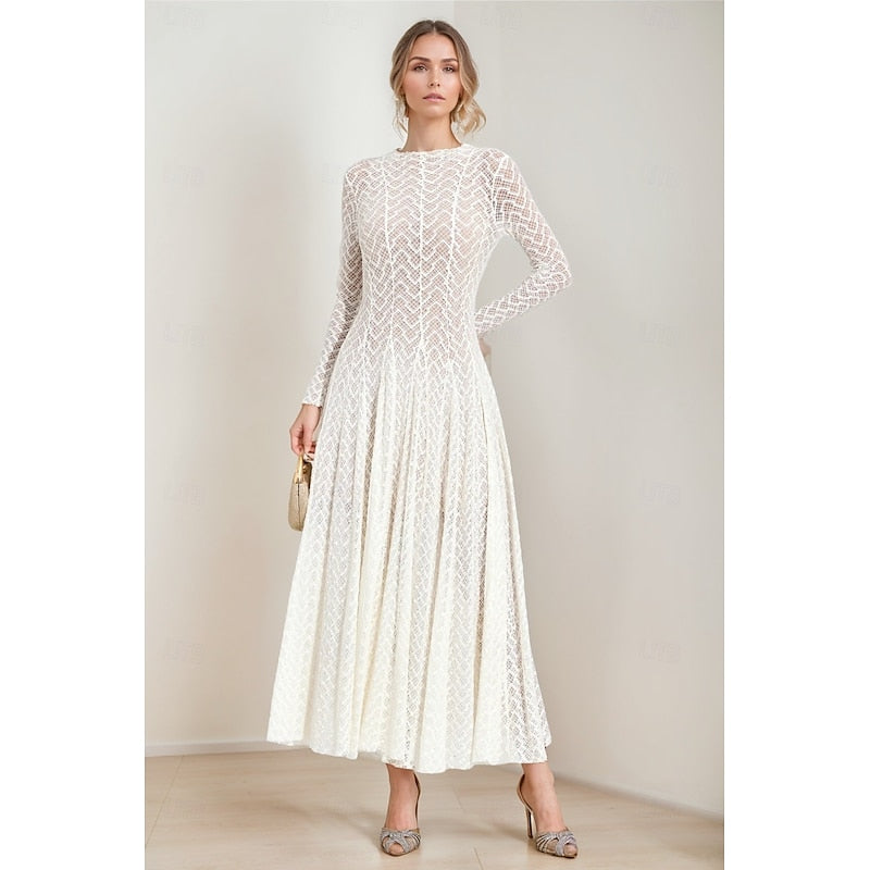 Women's Vintage Neckline Evening Dress with Embroidery